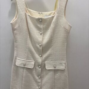 MABLE Cream Sleeveless Button-Front Mini Dress